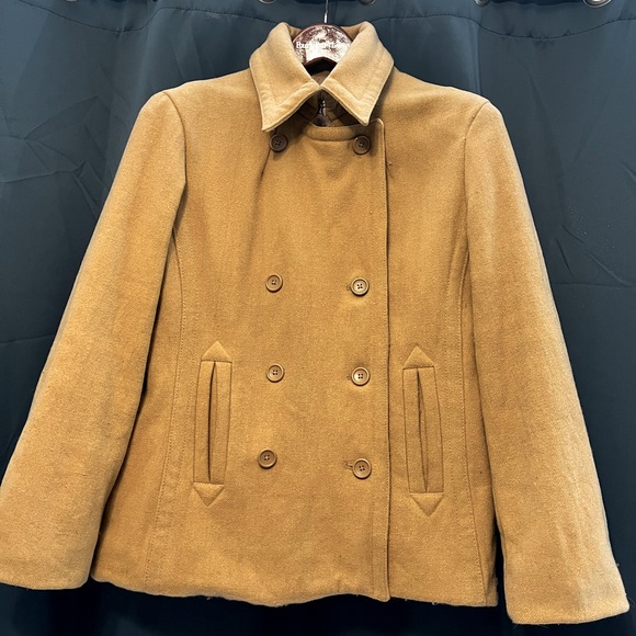 TOMMY HILFIGER beige wool peacoat sz L - Picture 1 of 11
